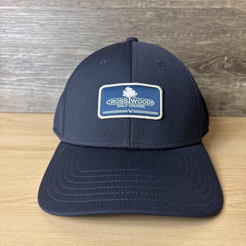 Cross Woods Golf Course Hat Cap Strap Back Navy Embroidered Patch Callaway Mens